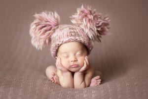 Temecula Newborn Photographer Gretchen Barros Photography Newborn in Double Pom Hat