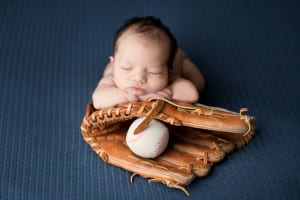 Temecula Newborn Photographer Gretchen Barros Photography Newborn on Baseball Glove