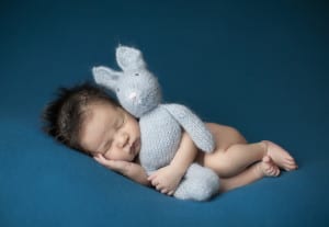 Temecula Newborn Photographer Gretchen Barros Photography Newborn Snuggling Bunny
