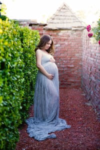 Temecula Maternity Photographer Gretchen Barros Photography Grey dress bricks