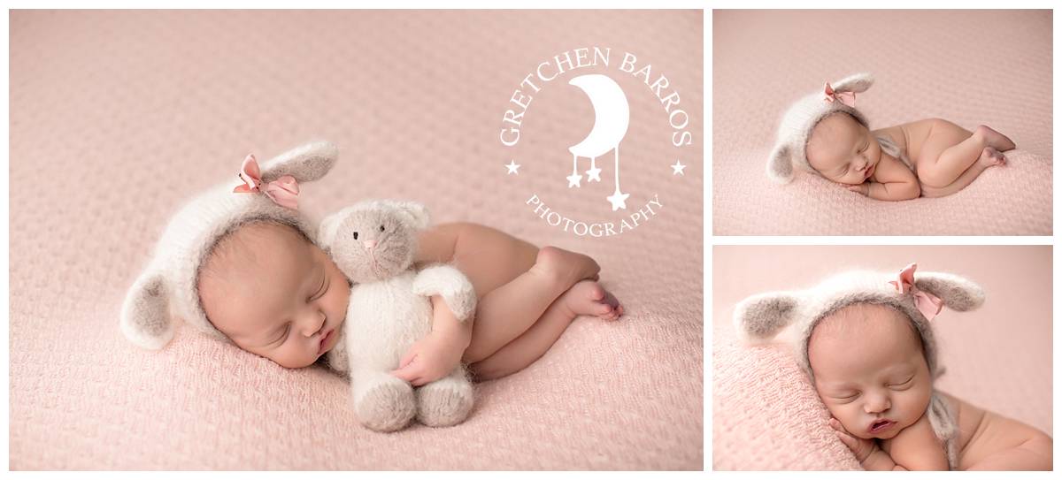 Gretchen Barros Photography Vancouver WA Newborn Photographer baby cuddling lamb
