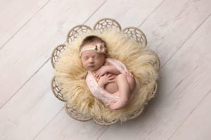 Temecula Newborn Photographer Gretchen Barros Photography Girl in Dreamweave Basket