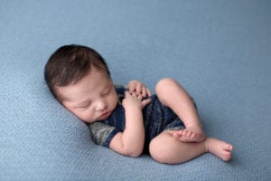 Portland Newborn Photographer baby boy in blue onsie