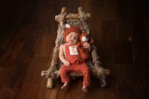 Portland Newborn Photographer baby boy holding fox