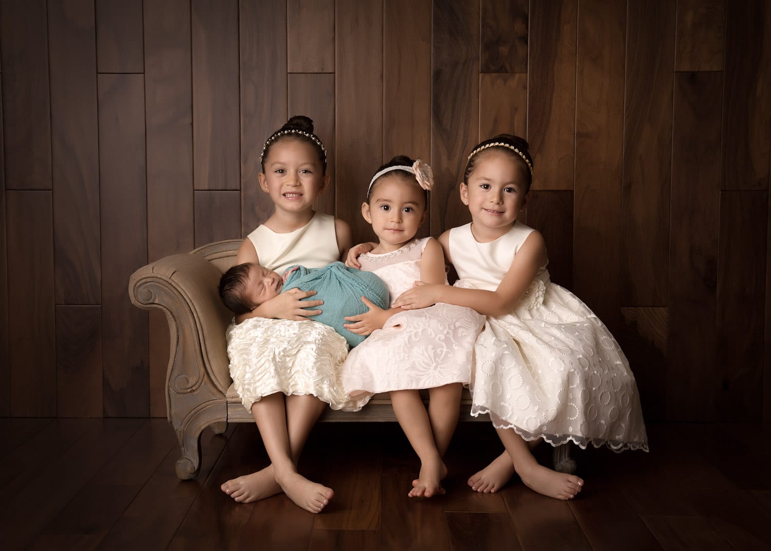 Portland Newborn Photographer Newborn boy with 3 big sisters