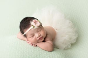 Portland Newborn Photographer baby in cream tutu