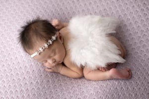Portland Newborn Photographer baby in angel wings