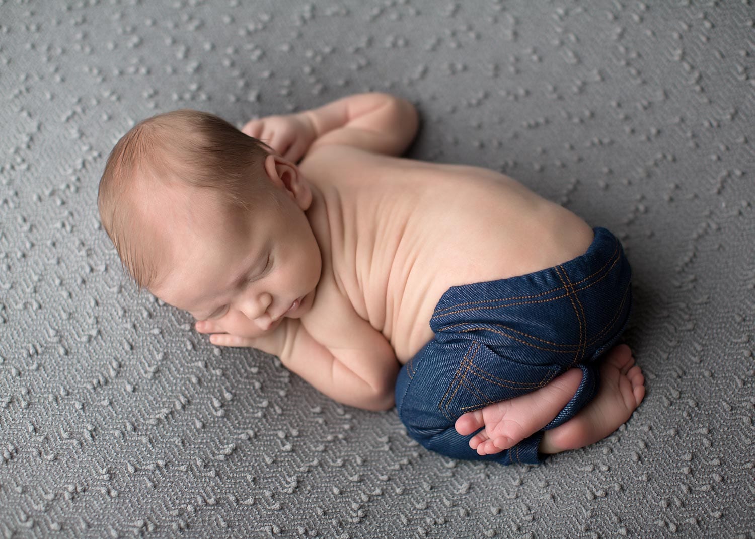 Portland Newborn Photographer baby in jeans