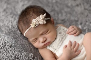 Portland Newborn Photographer Closeup of sleeping baby on back