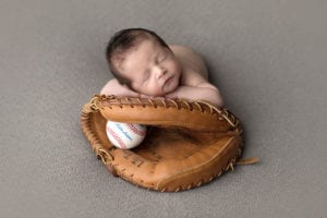 Portland Newborn Photographer Baby on Baseball Glove