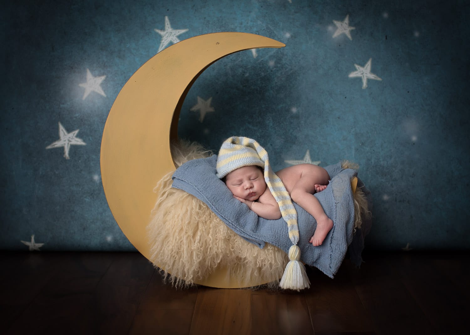 Portland Newborn Photographer Baby on Moon Prop