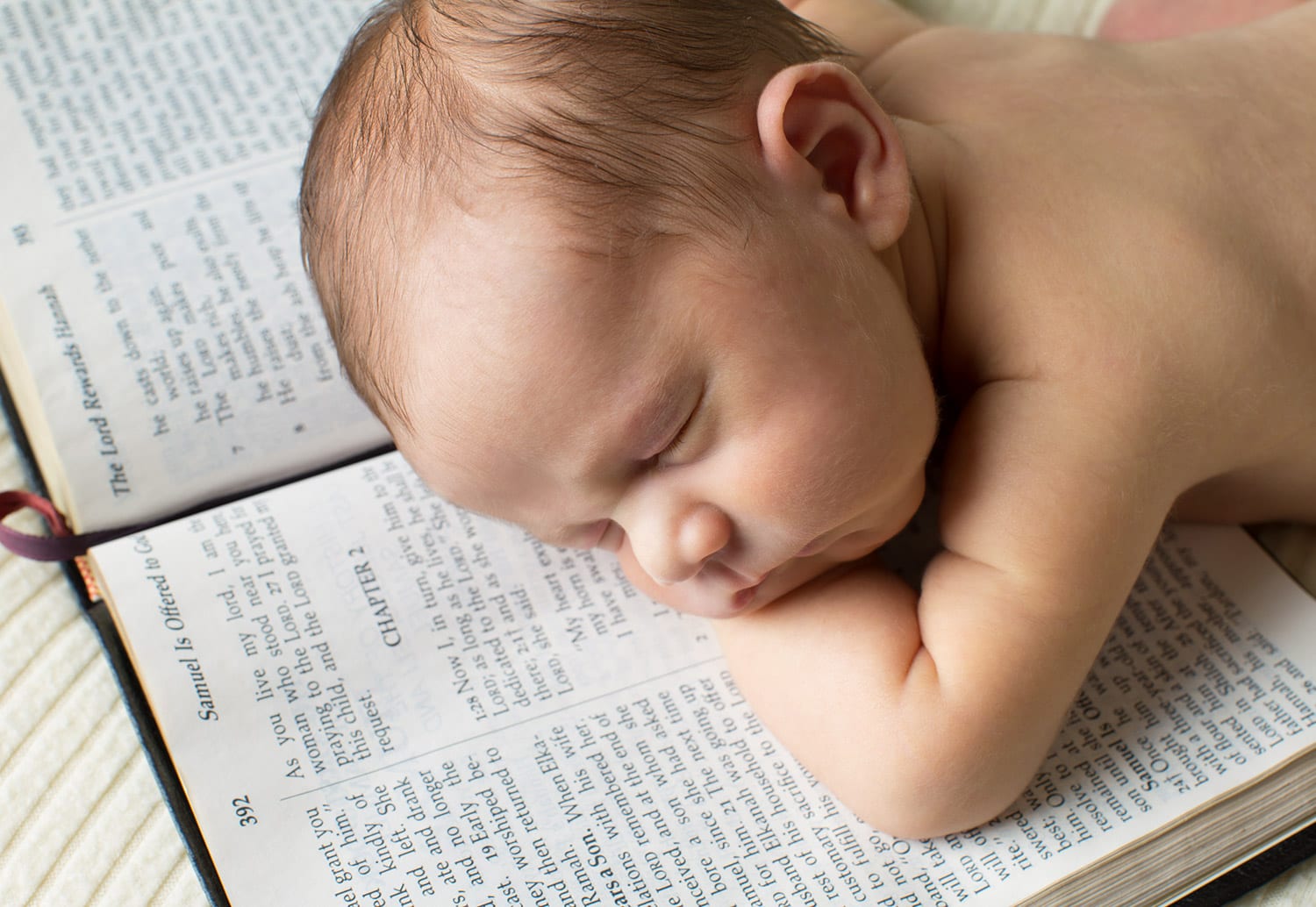 Portland Newborn Photographer Baby sleeping on Bible