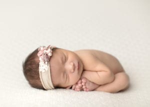 Portland Newborn Photographer Taco Pose on Cream