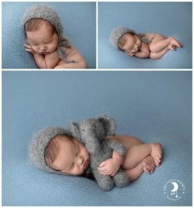 Portland Newborn Photographer Cuddling stuffed animal