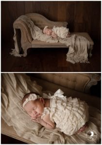 Baby Photographer Portland Newborn on Chaise Lounge