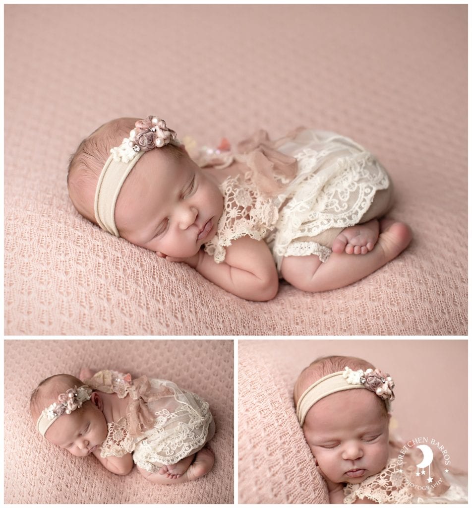 Newborn Photographer Camas Baby in Lace Dress